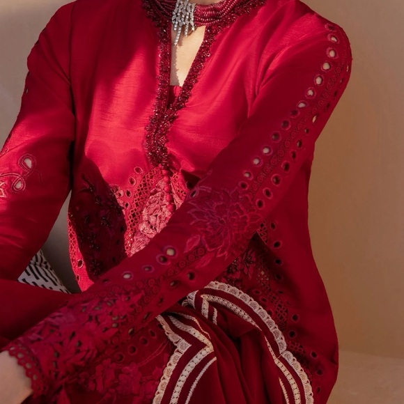 NWT Saira Rizwan Korean Raw Silk 4 piece with slip - Picture 6 of 9